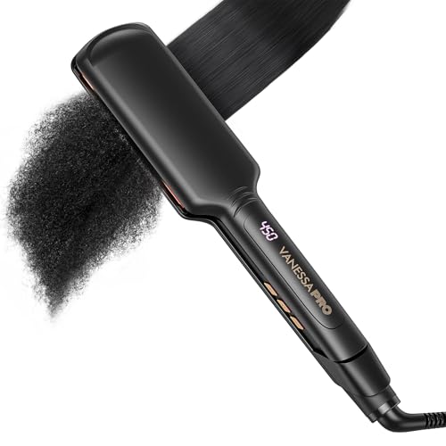 VANESSA PRO Titanium Flat Iron - 2" Wide Plates for Thick Hair