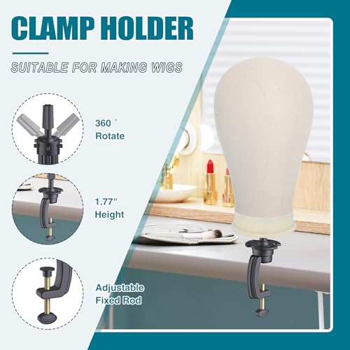 Adjustable Wig Stand with 22" Canvas Head - Tripod Display