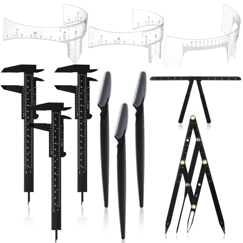 Eyebrow Mapping Kit - 11 Pc Shaping Tool Set with Calipers