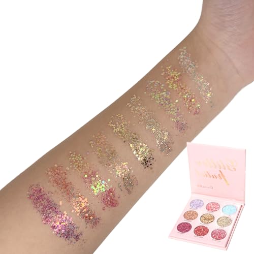 9 Color Glitter Shimmer Eyeshadow Palette - Long Lasting & Blendable