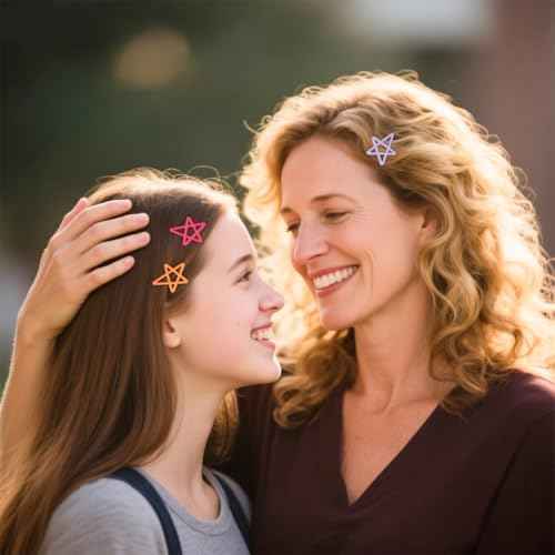 ELANE 24 Pcs Star Snap Hair Clips for Women Girl,Cute Hair Barrettes for Women Fine Thin Hair Accessories DIY (8-colors)