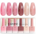 CANNI Rubber Base Gel Nail Polish Set - 6 Pcs 9ml Pink Soak Off Gel Kit
