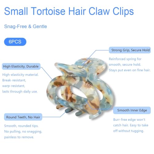 LÉ ÉCLAT Small Claw Hair Clips Set - Assorted Tortoiseshell Non-Slip Hair Accessories for Women