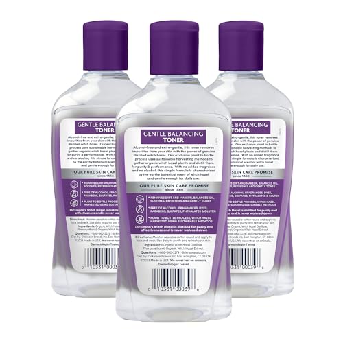 Dickinson's Original Witch Hazel Gentle Balancing Toner, 100% Natural Distilled Witch Hazel, Alcohol & Fragrance Free, Cleans Pores, Calms & Refines Skin, 16 Fl Oz, 3 Count