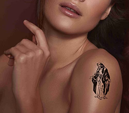 Temporary Tattoos Virgin Mary Praying Hands Cross 6 Sheets