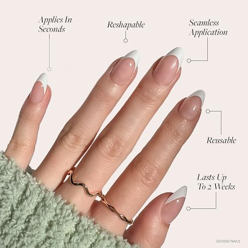 Glamnetic Press On Nails - MaDamn | French Tip Almond 24 Nail Kit