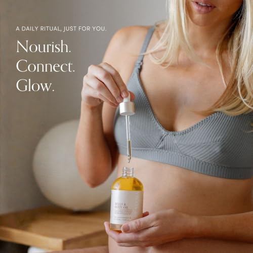 Pregnancy Belly Oil for Stretch Marks – Argan & Jojoba, 4.9oz