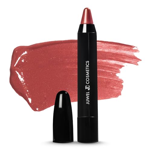 Juwel Cosmetics Retractable Lip Crayon, High Shine Lipstick Cognac