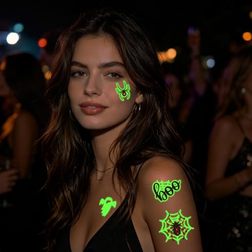 Glow in the Dark Spider Web Temporary Tattoos 260pc