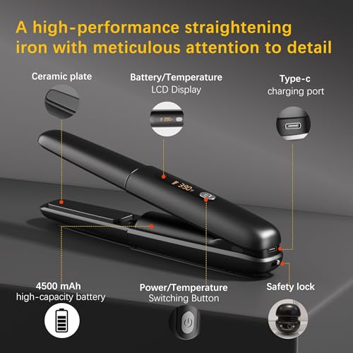 Cordless Mini Hair Straightener & Curler - 2 in 1 Ceramic Iron