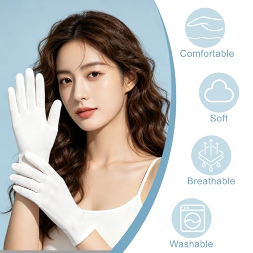 White Cotton Moisturizing Gloves for Dry Hands & Eczema - 15 Pairs