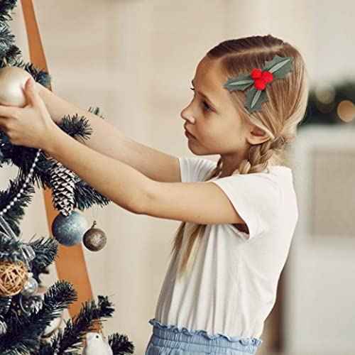 Christmas Holly Hair Clip - Christmas Hair Accessories, Felt Red Holly Berry Hair Clip, Toddler Hair Accessories for Girls, Winter Gifts for Girls