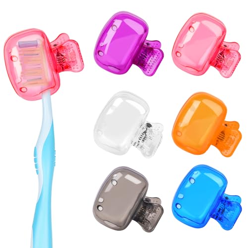 6 Pack Toothbrush Covers Portable Toothbrush Protector Coverings Clips Tooth Brush Storage Head Cover Cap Tooth Brush Covers for Kids Bathroom Home Travel Tooth Brush Case