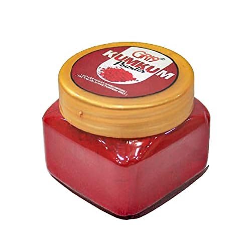Indian Dark Red Pure Kumkum Powder (Sindoor, Kumkuma, Kum Kum) For Makeup, Pooja And Other Hindu Rituals (Dark Red, 1.77 Ounces)