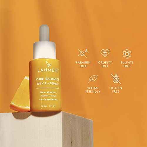 Lanmeri Vitamin C Face Serum 3pack- CE Ferulic Facial Serum with 15% Pure L-Ascorbic Acid, Ferulic Acid, Vitamin E, & Hyaluronic Acid - Anti Aging, Anti Wrinkle Skin Brightening Dark Spot Corrector