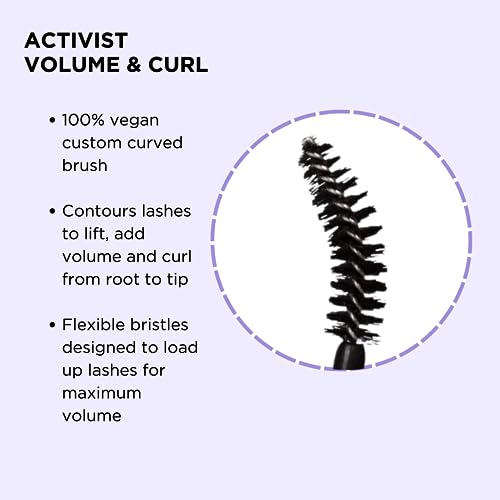 Pacifica Beauty | Activist Curling Mascara | Black | Volume and Length | Vegan Brush | Glass Tube | Clean Eye Makeup | Plant-Fibers | Microplastic + Nylon 6 Free | Vegan, Talc-Free, Cruelty-Free