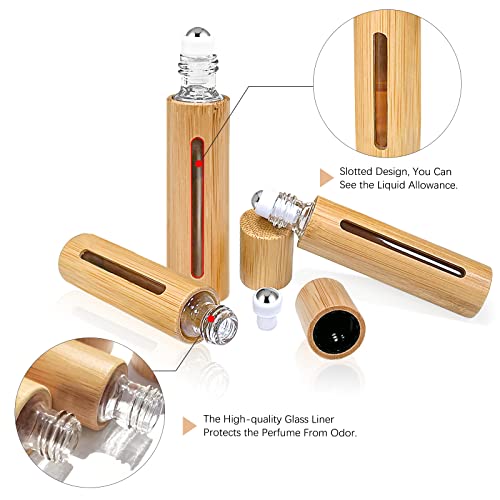 12-Pack 10ml Essential Oil Roller Bottles with Bamboo Shell