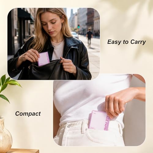 600 Oil Blotting Sheets for Face with Mirror & Puff