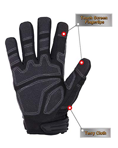 HANDLANDY Mens Work Gloves Wear Resistant, Breathable & Flexible Mechanic Working Gloves, Touchscreen Warehouse Outdoor Yard Glove, Truck Driver Gifts