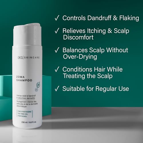 DCL Zoma Dandruff Control Shampoo with Zinc Pyrithione 8 fl oz for Dry Scalp