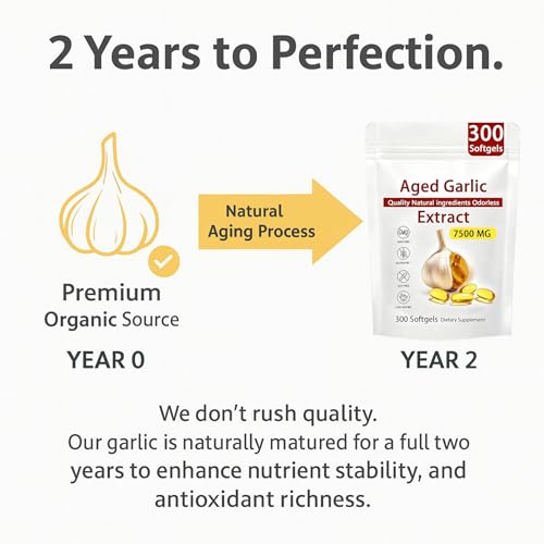 Aged Garlic Extract 300 Count Softgels – Odorless Heart & Immune Support
