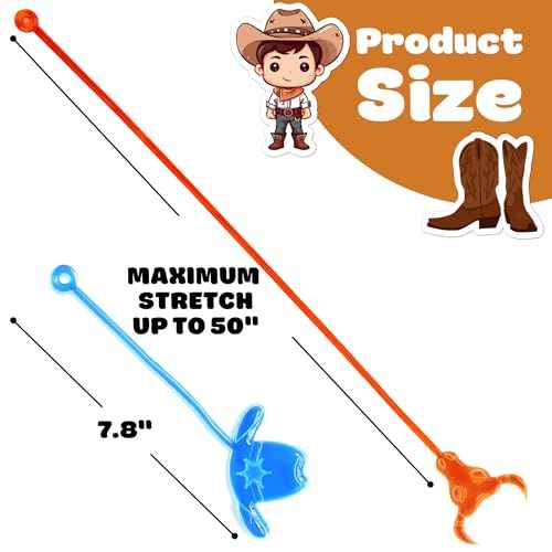 48PCS Cowboy Party Favors - 24PCS Cowboy Temporary Tattoos & 24PCS Cowboy Stick Hands - Perfect Birthday Favors, Goodie Bag Stuffers, Treasure Box Toys, Classroom Prizes, and Student Gifts