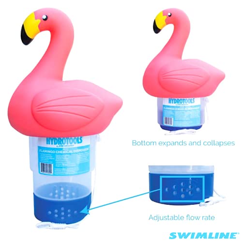 SWIMLINE HYDROTOOLS 87273 Flamingo Large Capacity Pool & Spa Chemical Dispenser | Compatible With Bromine & Chlorine Supports 1-3’’ Tablets | Adjustable For Customizable Flow Rate | Cost Effective