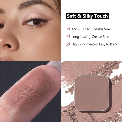 3-Color Eyeshadow Set with Compact ? Removable Neutral Matte & Shimmer Pans, Ivory, Champagne & Taupe, High-Pigment Longwear Eye Makeup