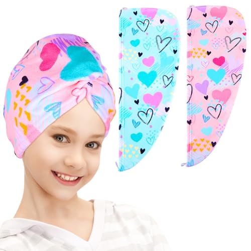 FIOBEE Microfiber Hair Towel Wrap for Kids Girls – Quick Dry