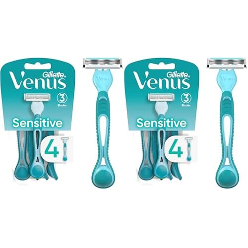 Gillette Venus Simply 3 Sensitive Women's Disposable Razors, Pack of 2 with 4 razors