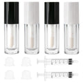 Qeuly 4 Pack 6ml Empty Lip Gloss Tubes with Wands