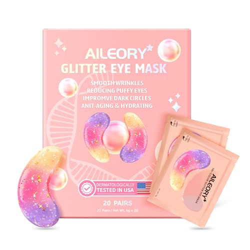 AILEORY Under Eye Patches (24 Pairs)-New Tri-color Glitter Eye Gel Pads for Dark Circles Puffy Eyes,Under eye Bags,Wrinkles|Natural Collagen Under Eye Mask Patches for Women Teen