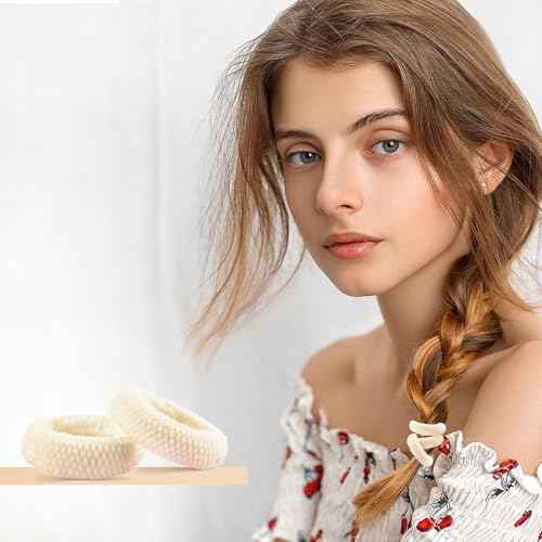 Hair Ties 20 PCS, No Damage Cotton Nylon Hair Bands for Thick, Seamless Elastic Ponytail Holders for Women & Girls, Curly or Straight Hair, Durable Stretchy Hair Accessories