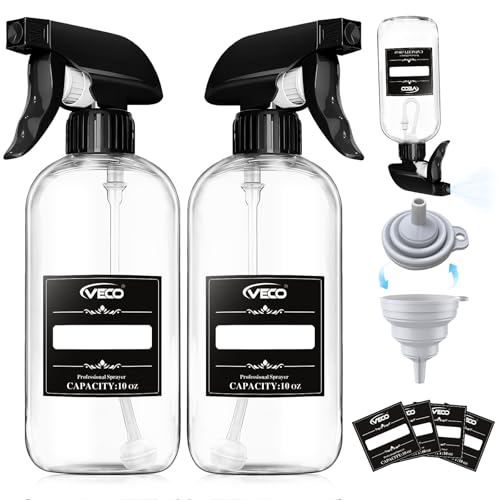 Veco 10oz 360° Spray Bottles, 2-Pack - Adjustable Nozzle & Leak-Resistant