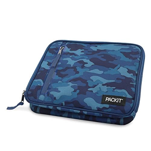 PackIt Freezable Classic Lunch Box, Blue Camo, Built with EcoFreeze Technology, Collapsible, Reusable, Zip Closure With Zip Front Pocket and Buckle Handle, Designed for Lunches