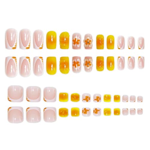 48Pc Press On Nails & Toenails Set with Glue Stickers