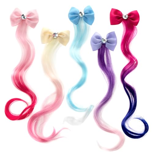 6 Pcs Hair Clips for Girls - 13in Color Extensions Clip Girls, Curly