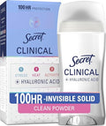 Invisible Solid Antiperspirant Deodorant for Women - 100HR Sweat & Odor Protection with Hyaluronic Acid, 2.6 oz