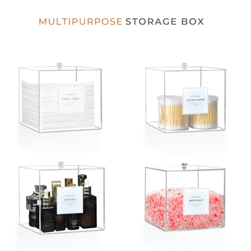 Acrylic Face Towel Holder Dispenser Box with Lid