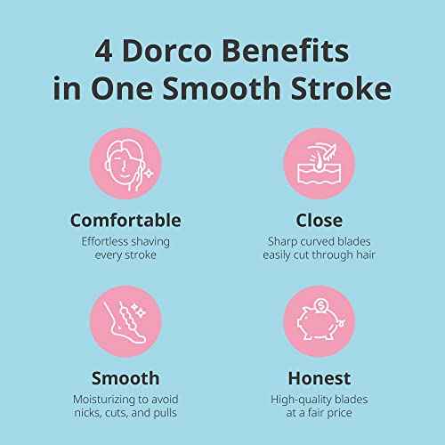 DORCO eve Pack of 6 Razors for Women for Extra Close Shaving, (No Handle, 8 Pcs Razor Blade Refills), Double 3 Curved Blades with Bend-in-the-middle Razor Head, Razors for Shaving