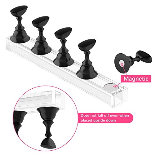 Nail Stand for Press On Magnetic Nail Tips Nail Holder for Painting Nails Fake Nail False Nail Design with Reusable Adhesive Putty Practice Nail Art Tools for Home Salon DIY Beginner Supplies