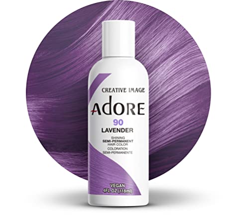 Adore Semi Permanent Hair Color - Vegan and Cruelty-Free Purple Hair Dye - 4 Fl Oz - 090 Lavender (Pack of 1)