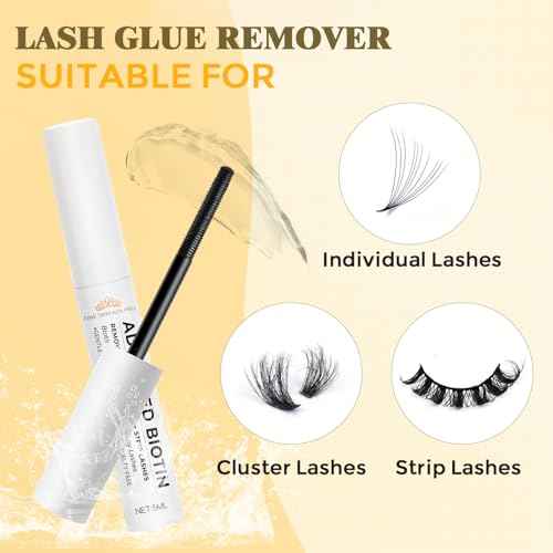 Lash Remover 2 in 1 BIOTIN Cluster Lashes Remover for Lash Extensions at Home Lash Clusters DIY Eyelash Extension Remover DIY Lash Extension Remover Adhesive