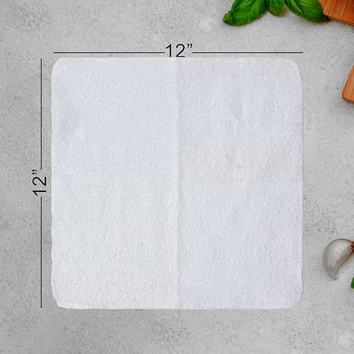 Textila Terry Wash Cloths 12x12 – Pack of 10 White Cotton