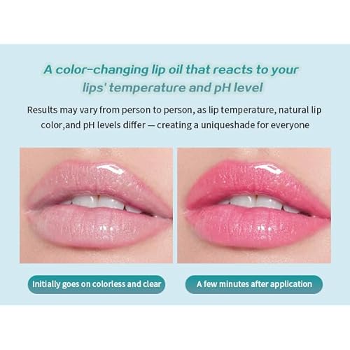 Color Changing Lip Gloss - Non-Sticky Hydrating Lip Oil, High Shine Glassy Finish, PH Reactive Tinted Lip Plumper, Long Lasting Moisture & Glow(3PCS,1 Count)