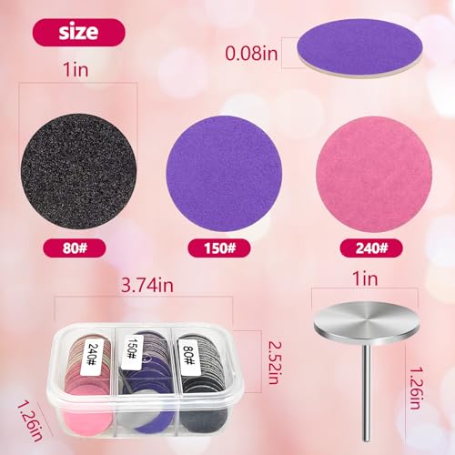 80pcs Sanding Discs Set with Metal Drill Bit - 25mm Grits for Nail Care