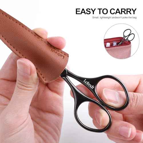 4.1inch round-headed stainless steel small scissors, suitable for trimming facial hair, nose hair, eyebrows, eyelashes, beards, personal care and salon beauty salons (black)