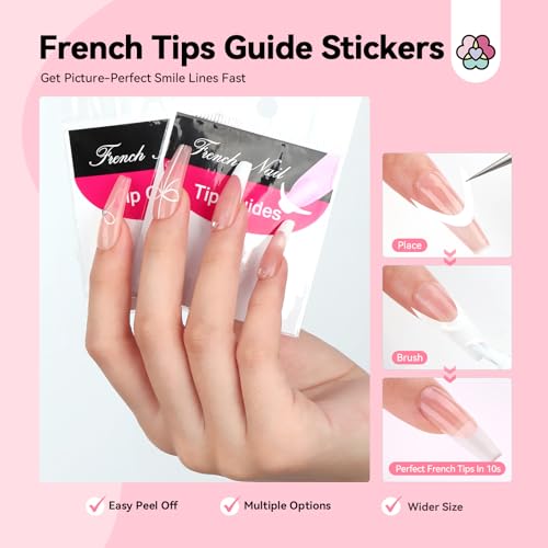 Saviland French Manicure Kit with 1B-3 Clear Variant, French Tip Tools & Nail Stickers