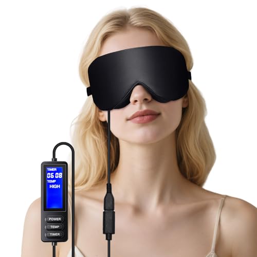 USB Heated Eye Mask for Dry Eyes & Tired Eyes, Warm Compress Therapy with Adjustable Heat & Timer ? Soft Relaxation Mask for Puffiness, Dark Circles, Sleep & Eye Strain Relief
