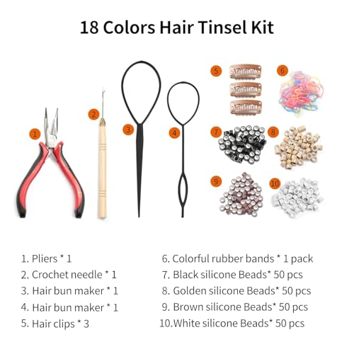 Glitter Hair Tinsel Extensions 1800 Strands 48 Inch Purple